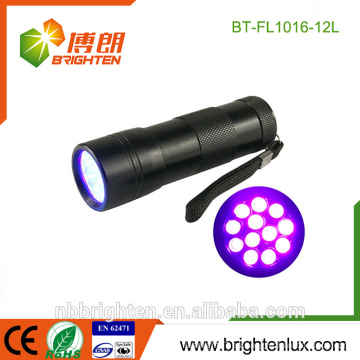 China al por mayor Pocket CE aleación de aluminio tarjeta de crédito detector ultravioleta 12Led precio barato mini uv negro llevó luz para el efectivo